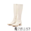 【FAIR LADY】優雅小姐  時尚纖腿親膚彈力低跟長靴(奶油白、8B2449)