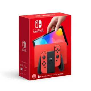 【Nintendo 任天堂】Switch OLED主機 瑪利歐亮麗紅(台灣公司貨)