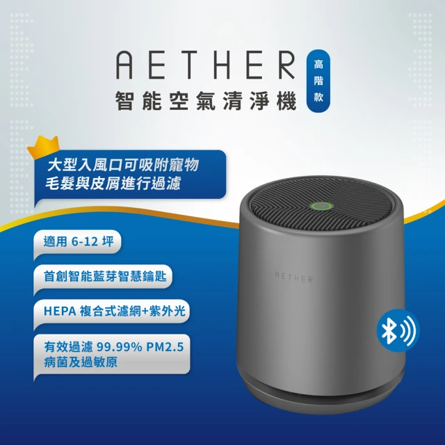 【AETHER】智能空氣清淨機-高階UVC紫外光款STMED-G-U(尊爵灰)