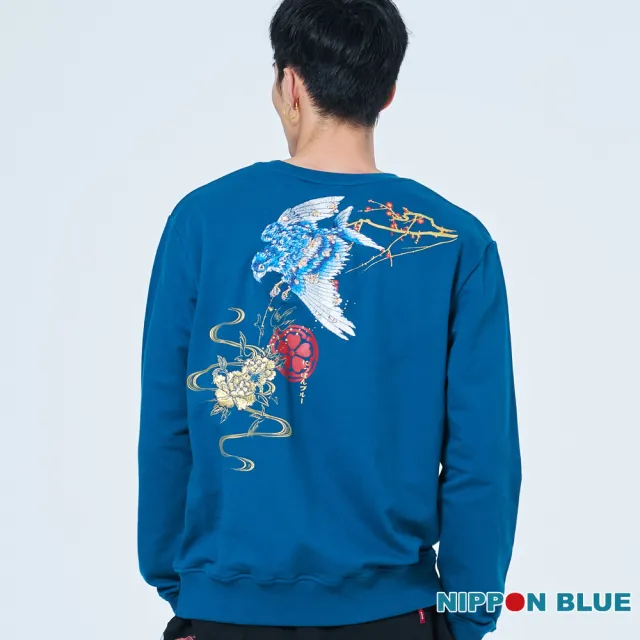 【BLUE WAY】男裝 金標匠鷹之翼大學T 長袖 上衣-日本藍