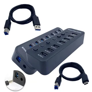 【Apigu】7孔 USB3.0 HUB集線器(送Type-A/Type-C連接線 USB延長線)