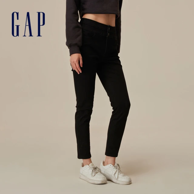 GAPGAP 女裝 高腰緊身牛仔褲-黑色(798882)