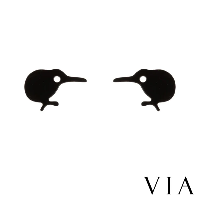 VIA 白鋼耳釘 啄木鳥耳釘/動物系列 可愛啄木鳥造型白鋼耳