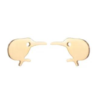 【VIA】白鋼耳釘 啄木鳥耳釘/動物系列 可愛啄木鳥造型白鋼耳釘(金色)