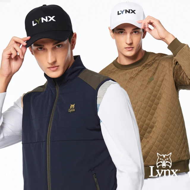 Lynx Golf 男款吸溼排汗透明膠印造型組織條紋布料胸袋
