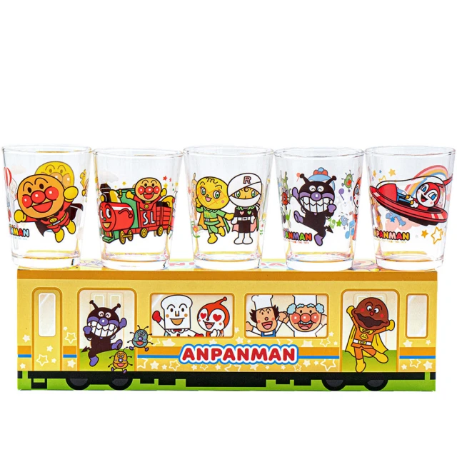 ANPANMAN 麵包超人 麵包超人 麵包超人 玻璃水杯 兒童水杯(玻璃杯 5入禮盒組)