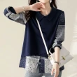 【MsMore】韓國時尚拼接藍瓷印花假2件上衣#110795(藍色)