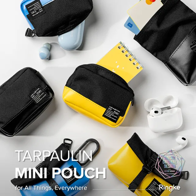 【Ringke】Mini Pouch Tarpaulin Brick 磚型防水布收納袋 附登山扣 黑 藍 黃(Rearth 小物 尼龍 防水布)