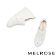 【MELROSE】美樂斯 時髦閃鑽鏤空牛皮內增高厚底休閒鞋(白)