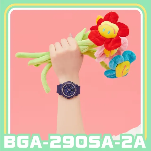 【CASIO 卡西歐】BABY-G 簡約輕巧雙顯腕錶 海軍藍 BGA-290SA-2A_41.5mm