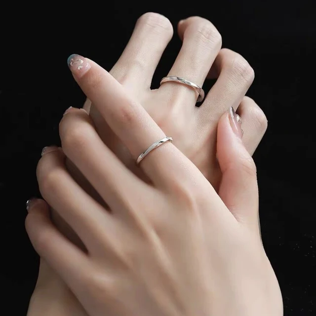 【KT DADA】情侶戒指 對戒 結婚戒指 訂婚戒指 純銀戒指 素戒指 銀戒指 細戒指 磨砂戒指 可調式戒指