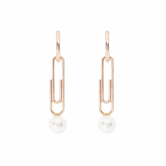 CHARIS & GRACE 佳立思珠寶 14K金 耳環 Paper clip Pearl Earring 迴紋針珍珠耳扣耳環_內徑9mm