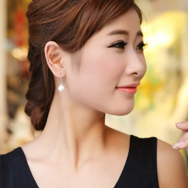 【Emi 艾迷】韓系簡約系列單顆珍珠 925銀針 耳勾耳環
