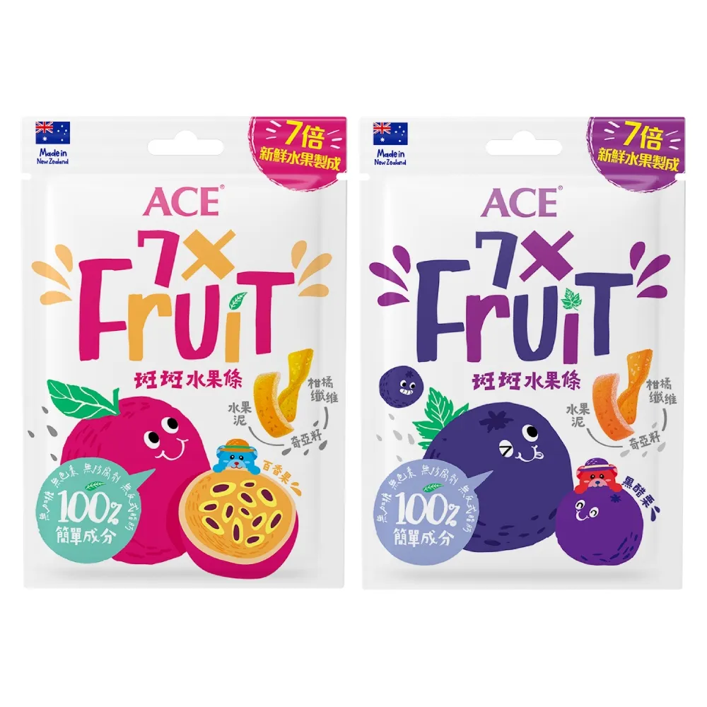 【ACE】軟糖斑斑水果條32g/袋(百香果+奇亞籽/黑醋栗+奇亞籽)