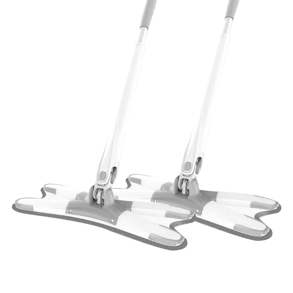 【黑魔法】X型免手洗旋擰乾溼平板拖把x2(+贈拖把布x2)