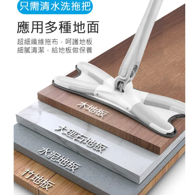 【黑魔法】X型免手洗旋擰乾溼平板拖把x2(+贈拖把布x2)