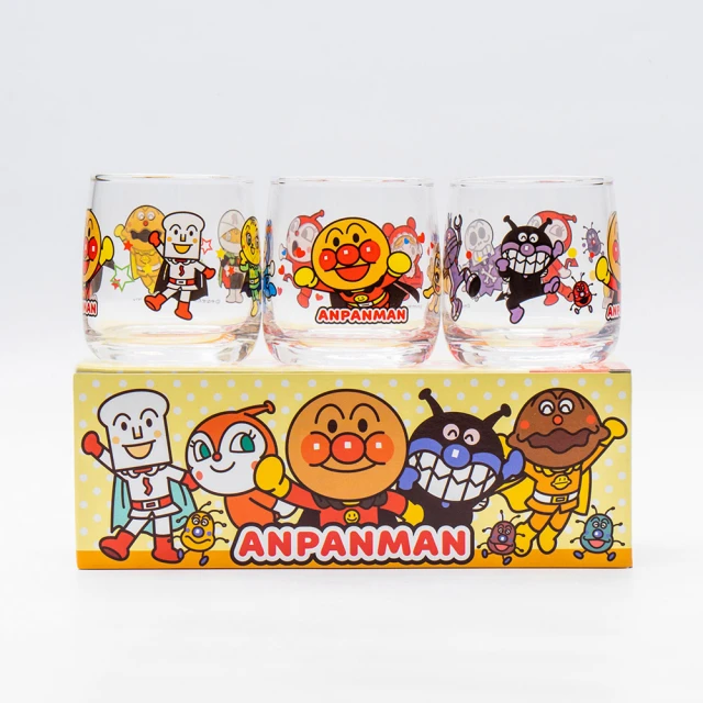 ANPANMAN 麵包超人 麵包超人 玻璃水杯 兒童水杯 日本水杯(玻璃杯 3入禮盒組)