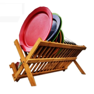 【May Shop】實木折疊碗碟架 餐具瀝水架(兩入組)
