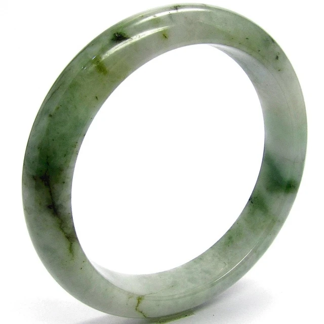小樂珠寶小樂珠寶 翡翠手鐲淡綠飄花種天然A貨(手圍18.2號 內徑57.2mm V301)