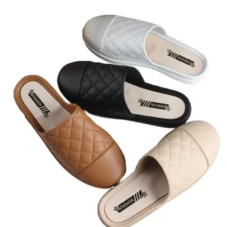 【JP Queen New York】休閒菱格純色圓頭平底穆勒鞋(4色可選)