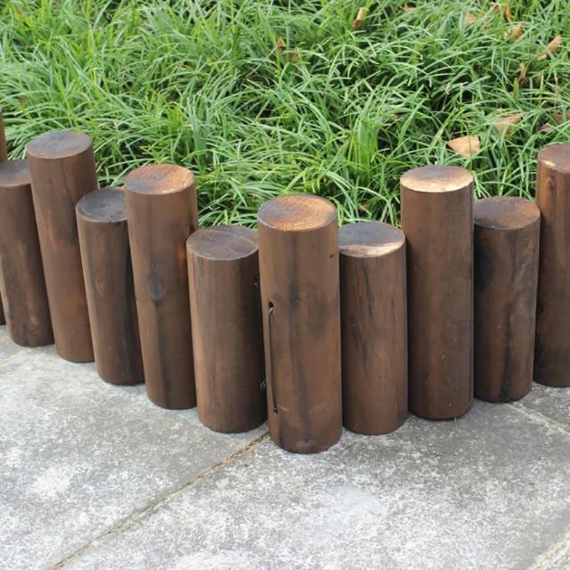 【艷陽庄】燻木柱圍籬-直徑5公分 高低木樁 園藝造景(18連圍籬 /8條1箱)