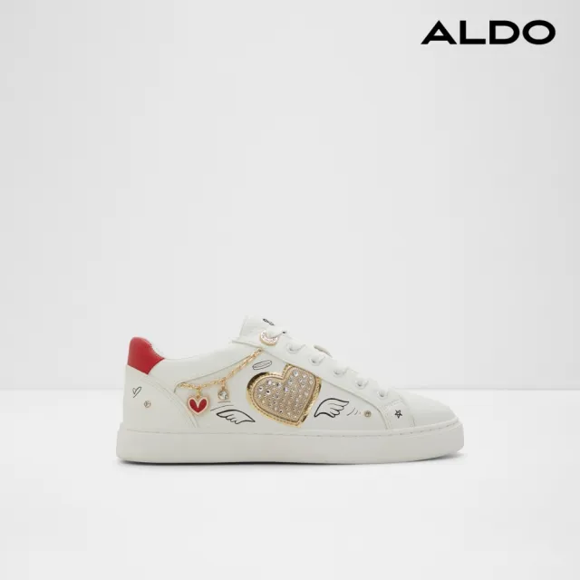 【ALDO】LANDSCAPE-愛心塗鴉裝飾小白鞋-女鞋(白色)