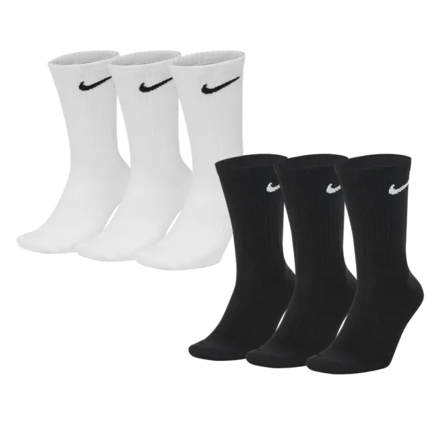 【NIKE 耐吉】NIKE 9雙入運動長襪-中筒襪 3組共9雙入 襪子(SX7676-100 SX7676-010)