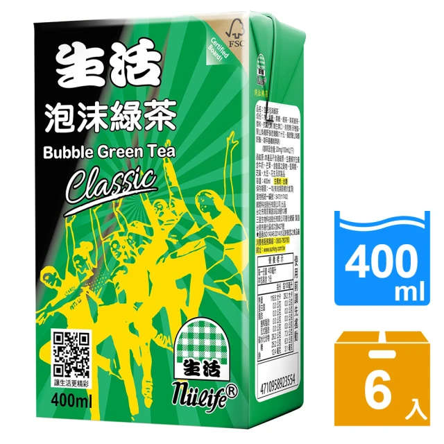 【生活】泡沫綠茶400mlx6入/組