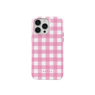 【BURGA】iPhone 15 Pro Max Tough系列磁吸式防摔保護殼-粉紅格紋(支援無線充電功能)