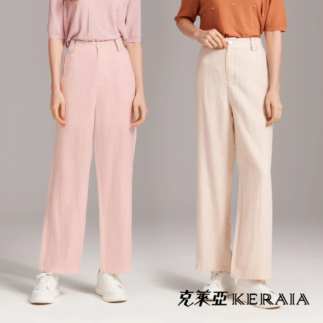 【KERAIA 克萊亞】戀戀莓果奶泡寬鬆時尚休閒褲(兩色;M-XL)