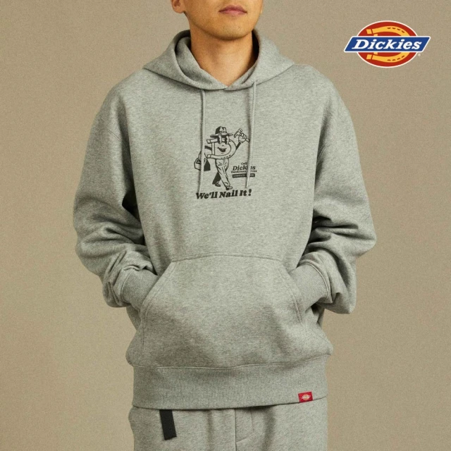 Dickies 男款羽灰色胸前趣味圖案印花休閒連帽大學T｜DK012572CQ8