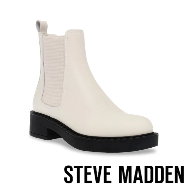 STEVE MADDEN ARCHED 平底切爾西厚底靴(白色)