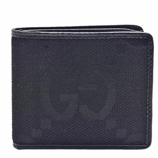 【GUCCI 古馳】經典JUMBO GG系列帆布摺疊短夾(黑色699308-FABGN-1000)