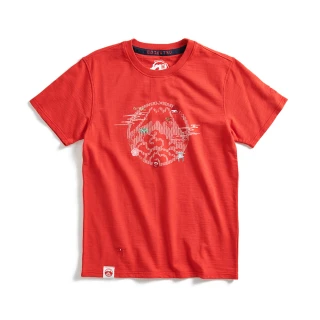 【EDWIN】江戶勝 男裝 富士山朱印和風小刺繡短袖T恤(桔紅色)
