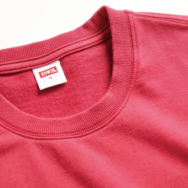 【EDWIN】男裝 露營系列 富士山腳營地LOGO小印花短袖T恤(暗紅色)