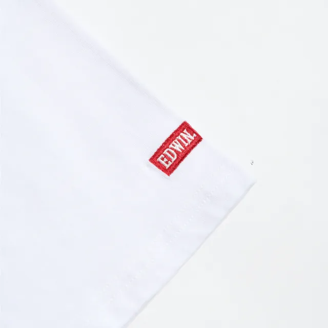 【EDWIN】男裝 寬版口袋小夾標短袖T恤(米白色)