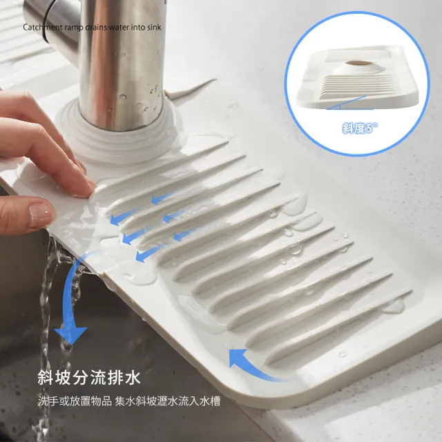 【原家居】水龍頭防濺水瀝水墊 一般款(矽膠瀝水墊/廚房瀝乾墊/水槽墊/水龍頭墊) 