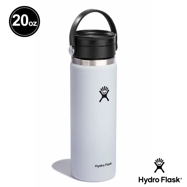 【Hydro Flask】20oz/592ml 寬口旋轉咖啡蓋保溫杯(經典白)(保溫瓶)