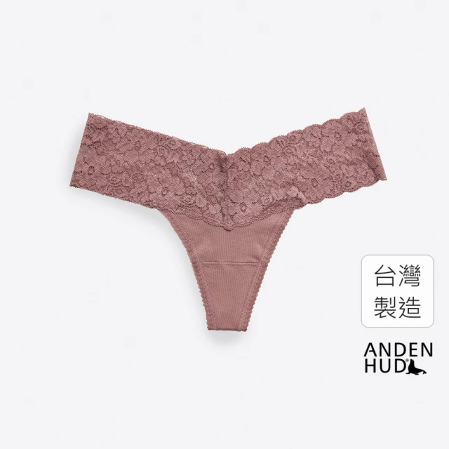 【Anden Hud】Warm me up．V蕾絲丁字褲(陶土粉)