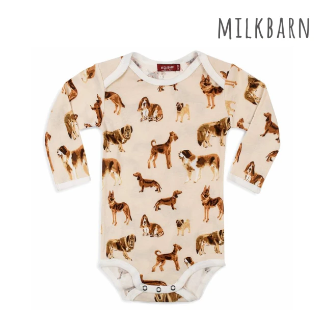 Milkbarn 有機棉包屁衣-長袖-灰象(包屁衣 嬰兒上衣