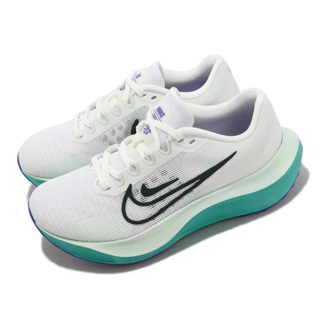 NIKE 耐吉NIKE 耐吉 慢跑鞋 Wmns Zoom Fly 5 女鞋 白 湖水綠 緩震 路跑 運動鞋(DM8974-101)