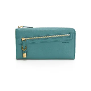 【ZODENCE 佐登司】進口牛皮斜拉鍊長夾(湖綠)