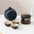 【Life shop】悠然手抓壺快克杯/附旅行收納包(泡茶組 交換禮物 旅行茶具 隨身泡茶組 泡茶 簡易泡茶)