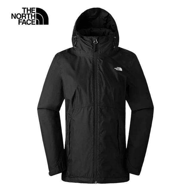 The North Face 北面女款黑色防水透氣保暖連帽三合一外套｜88RXJK3