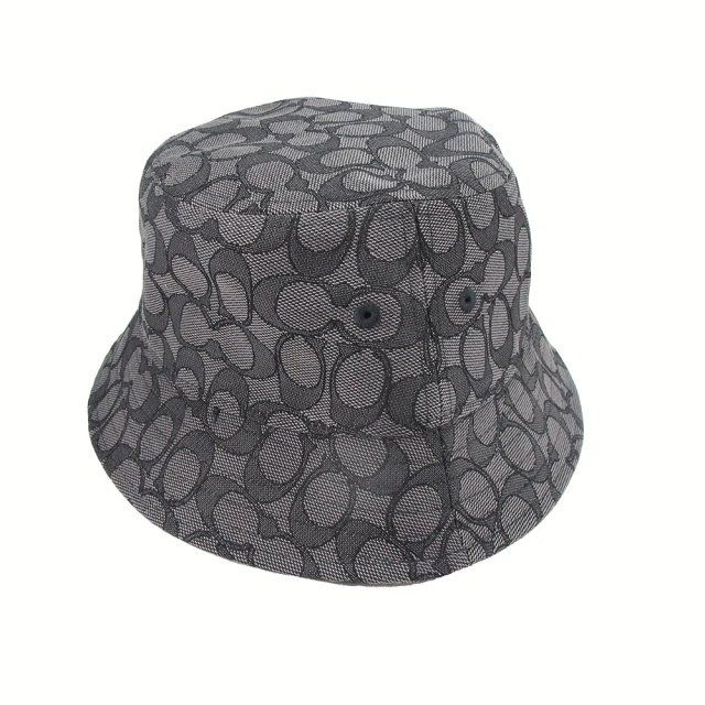 【COACH】織紋布大C棉布漁夫帽(黑灰)