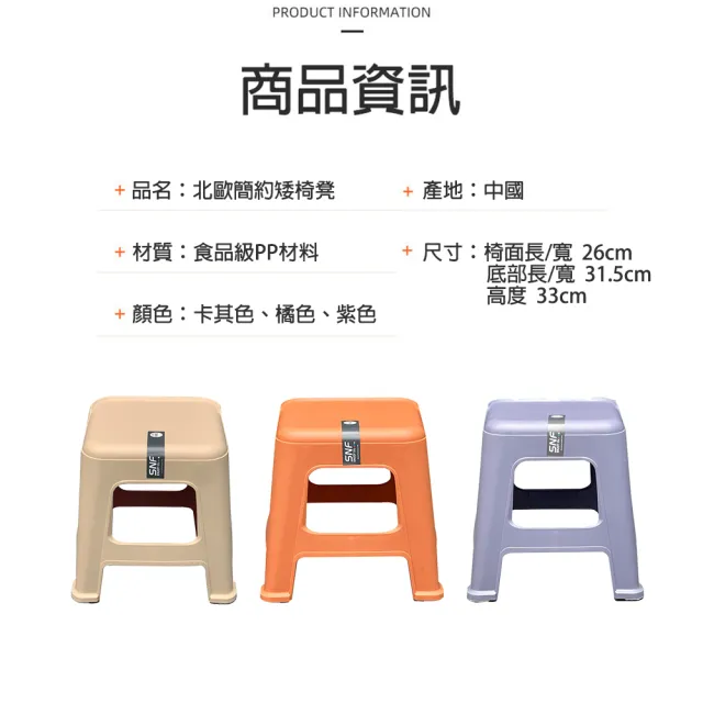 【bebehome】北歐風加厚矮凳 三入組(家用小板凳/可堆疊收納小椅凳/換鞋凳)