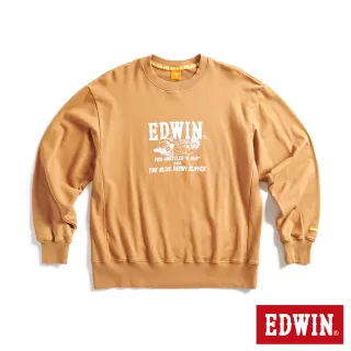 【EDWIN】男裝 橘標 摔角手E君摔角技寬版厚長袖T恤(土黃色)