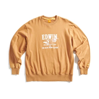 【EDWIN】男裝 橘標 摔角手E君摔角技寬版厚長袖T恤(土黃色)