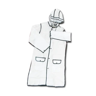 【生活良品】EVA透明黑邊雨衣-有口袋設計-附贈防水收納袋(時尚風衣款男女適用)
