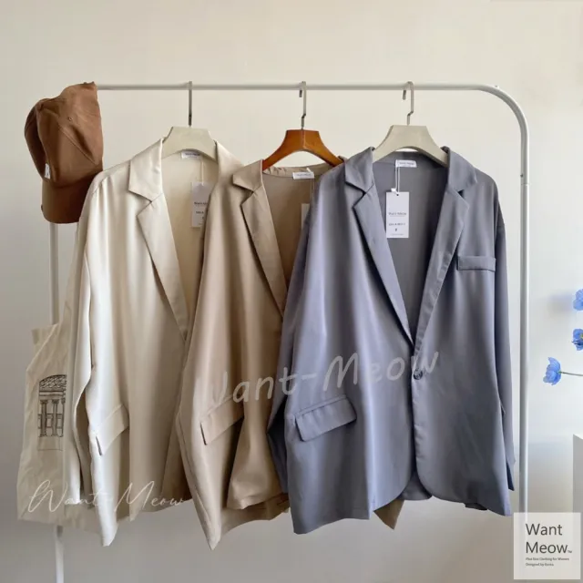 【Want-Meow】獨家自訂/95公斤可穿/薄款西裝外套/OL 上班(大碼/大尺碼/加大碼/西裝外套/百搭外套)